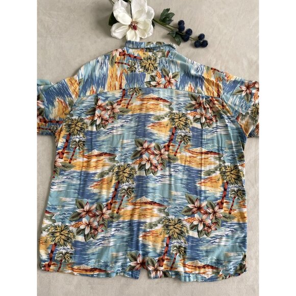 Island Shores XL Hawaiian Bahama Shirt Tropical Palm Trees & Flowers Button-Up - Picture 2 of 10